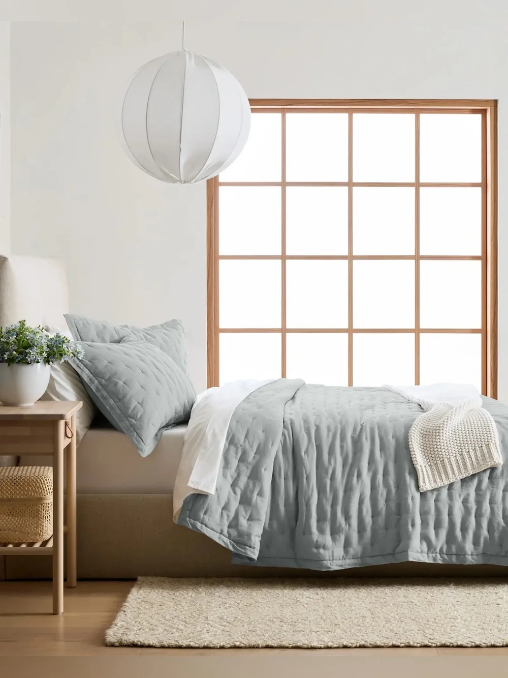New Quince European Linen Dream Quilt King/CalKing MSRP $184 - Mist No Shams